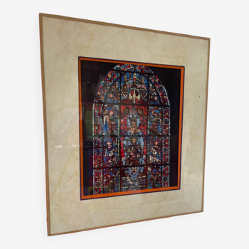 Tableau gravure original vitrail de la cathédrale de Chartres