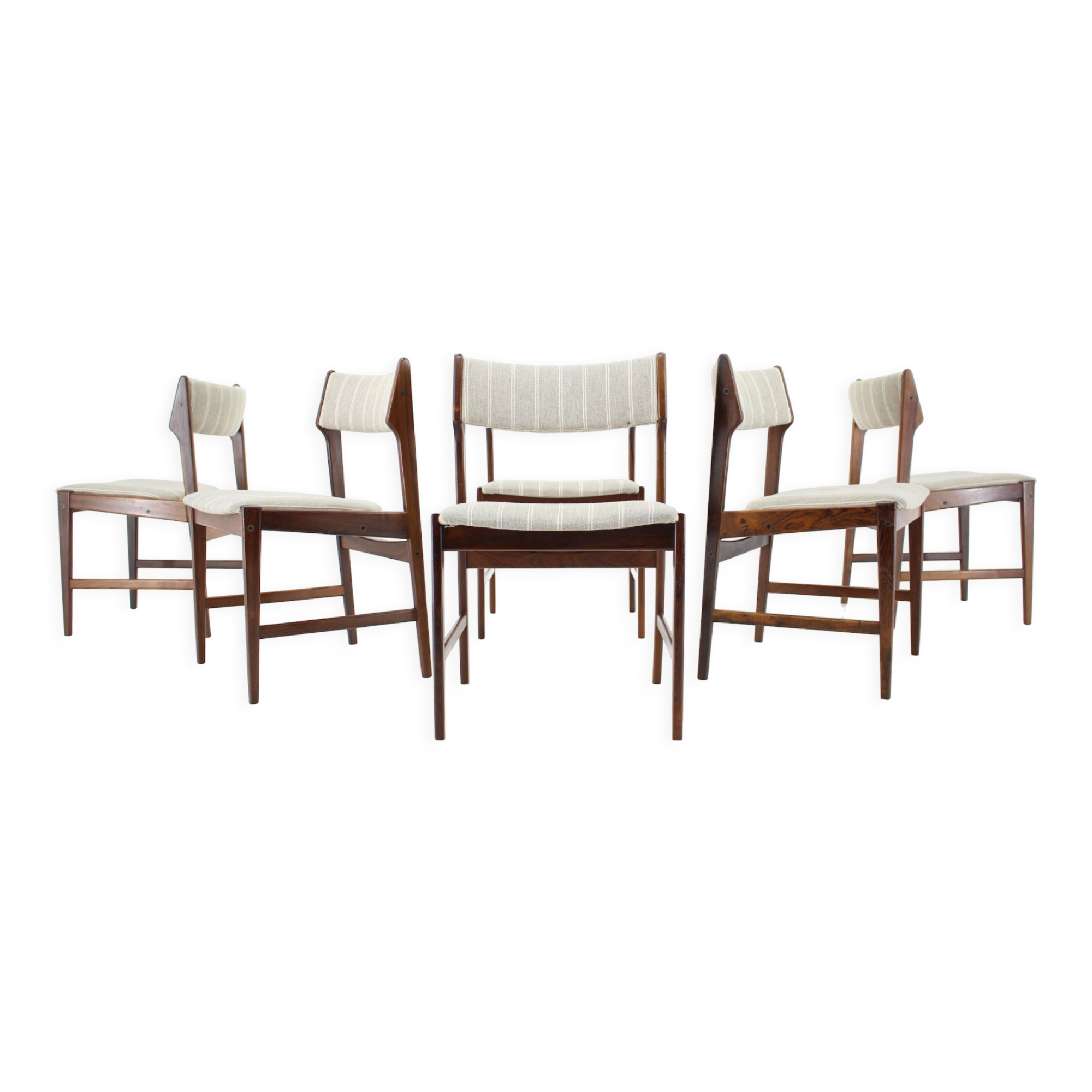 1960s Set of 6 Erich Buch Solid Palisander Dining Chairs, Denmark