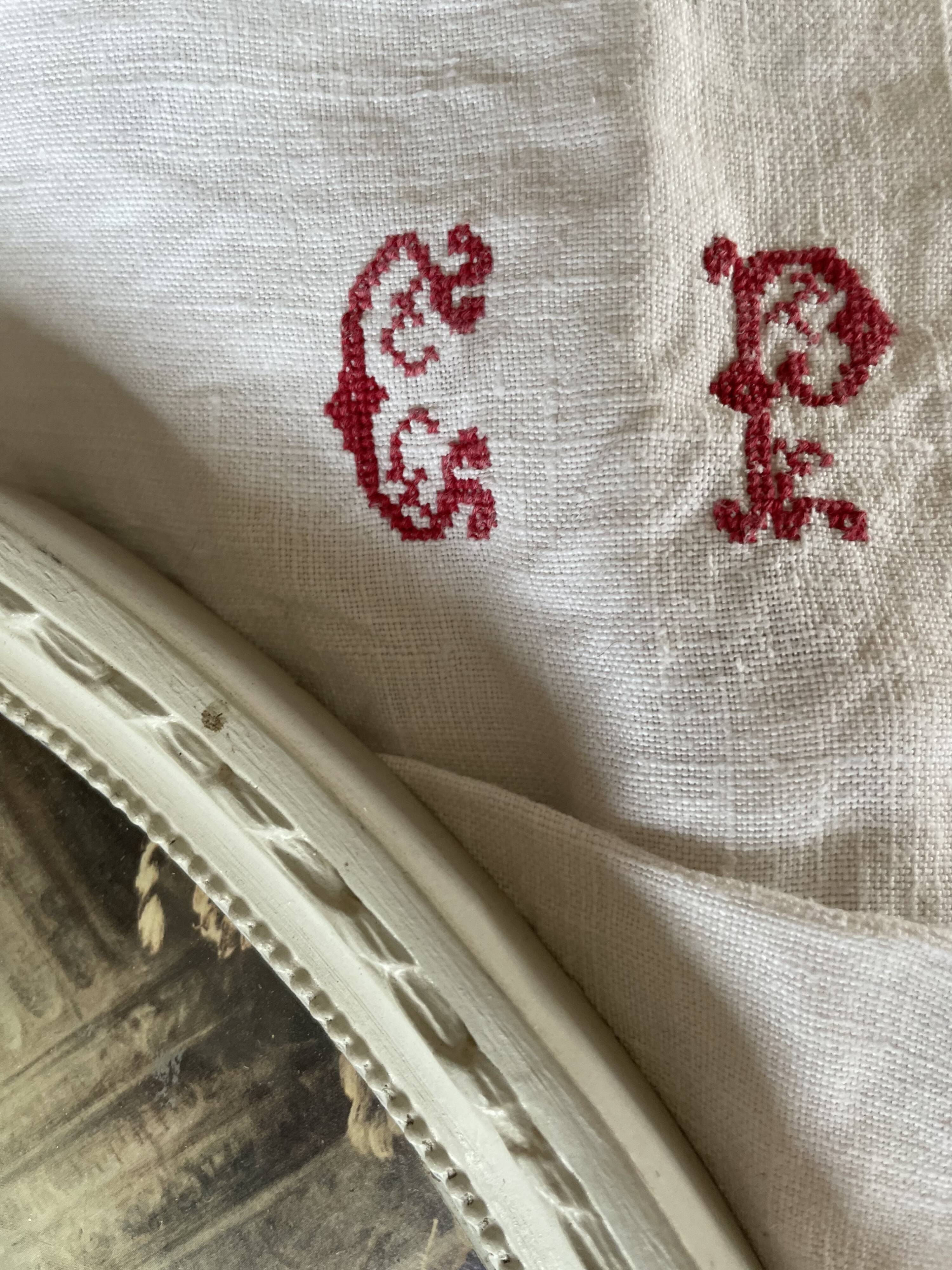 Antique embroidered linen cloth
