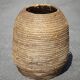 Very large old basket, burgundy straw and bramble, woven basket