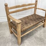 1950s bench in woven rope