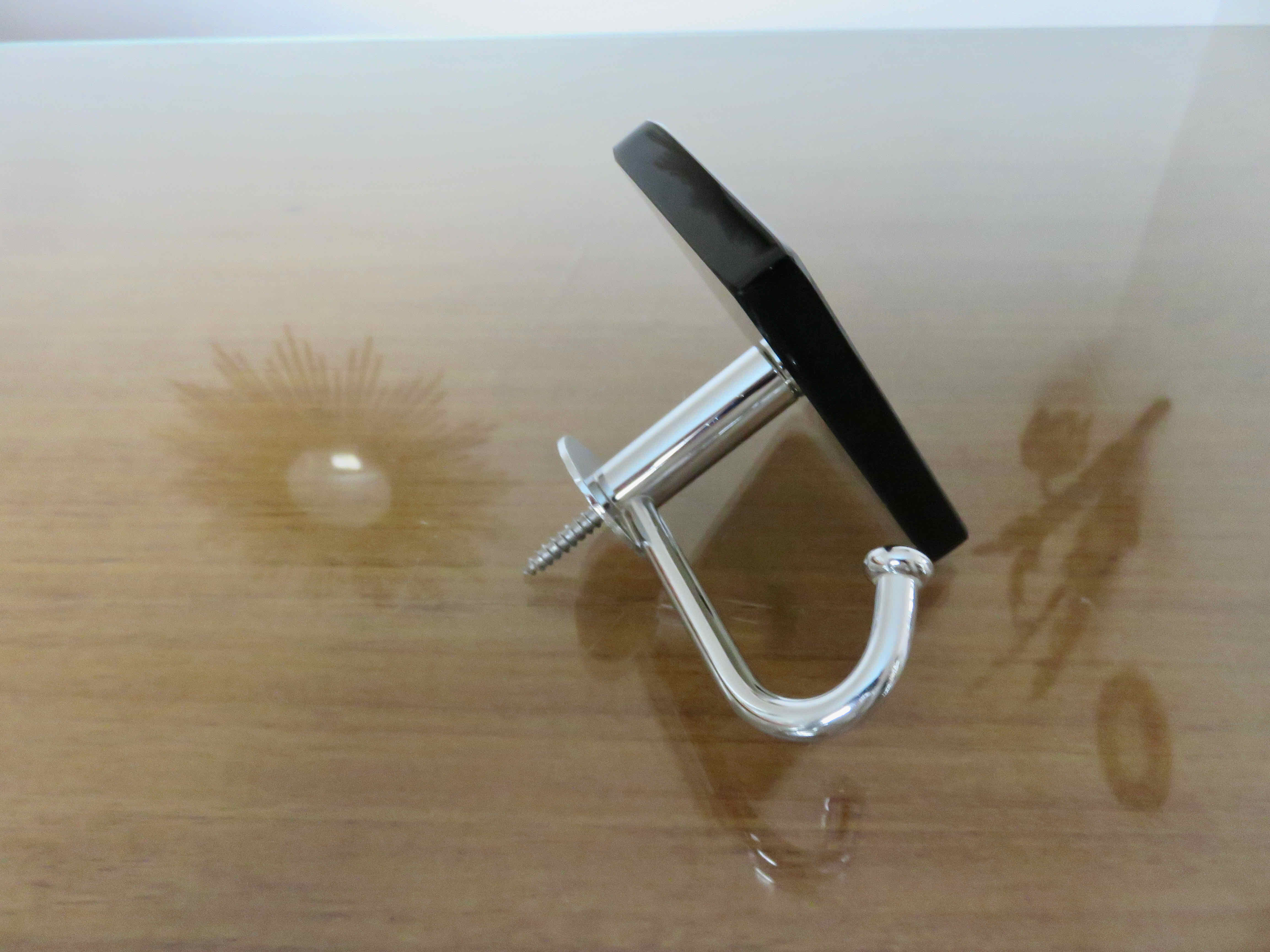 Chrome metal hook and smoked glass 70s