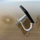 Chrome metal hook and smoked glass 70s