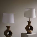 Modern Danish ceramic table lamp, large sizes, green/brown colours, 1960s.