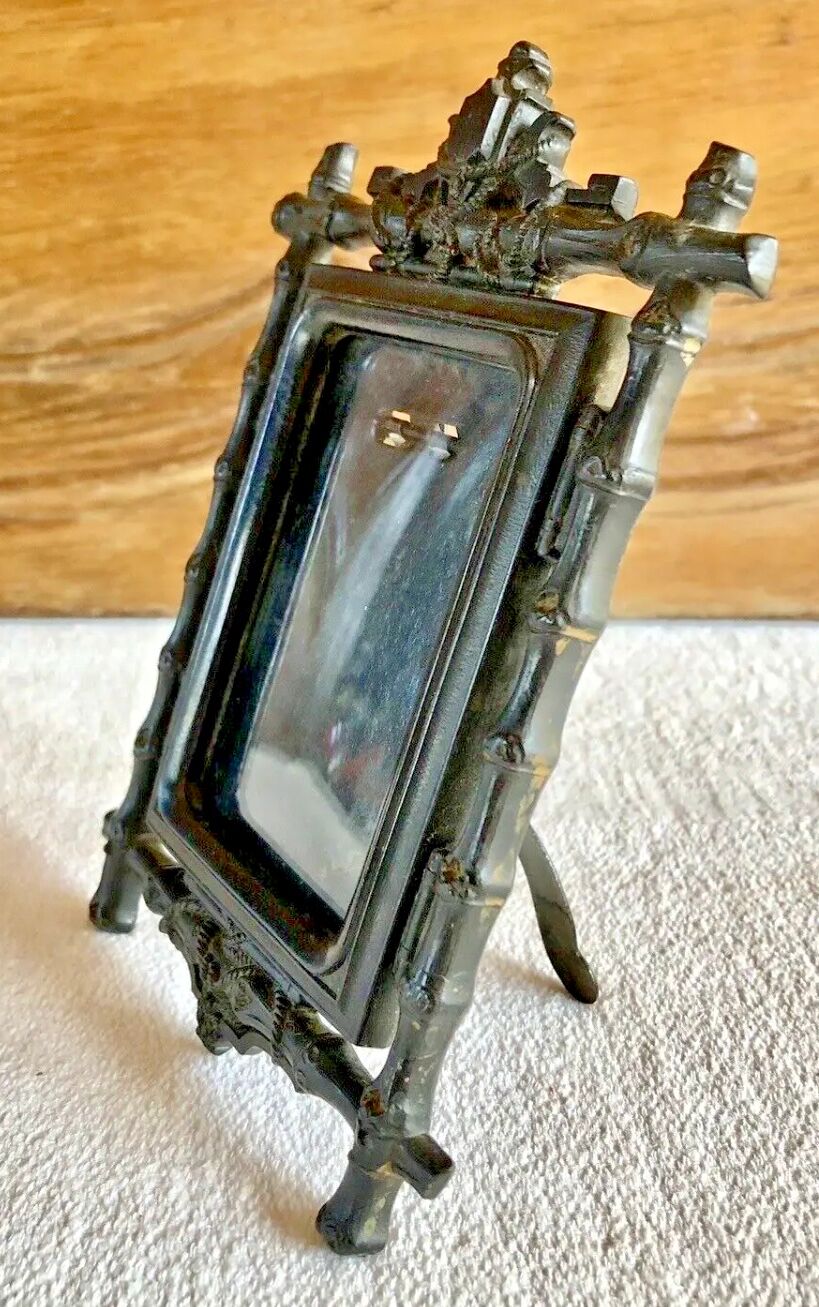 Old Napoleon III photo frame blackened hardened wood