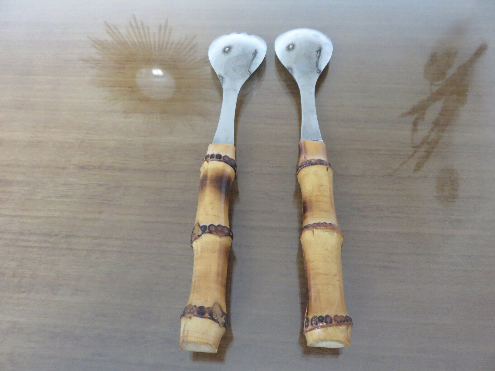 Bamboo sleeve salad cutlery 50s 60s