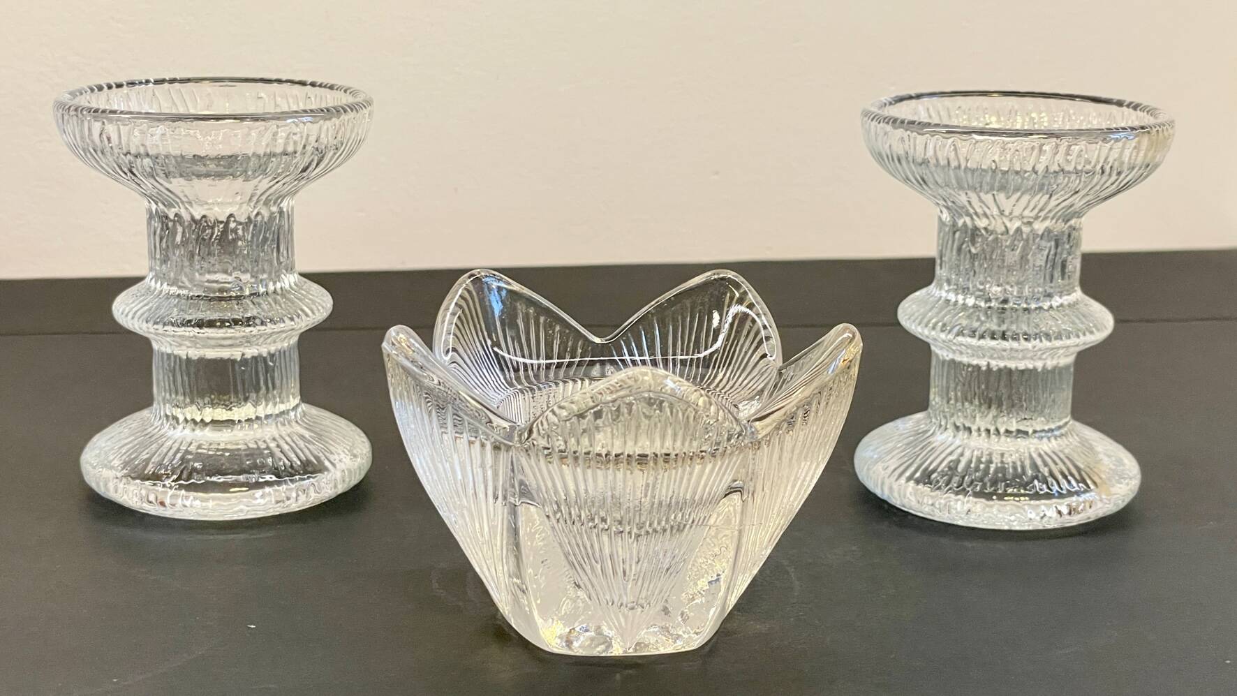 Bougeoirs cristal façon littala vintage