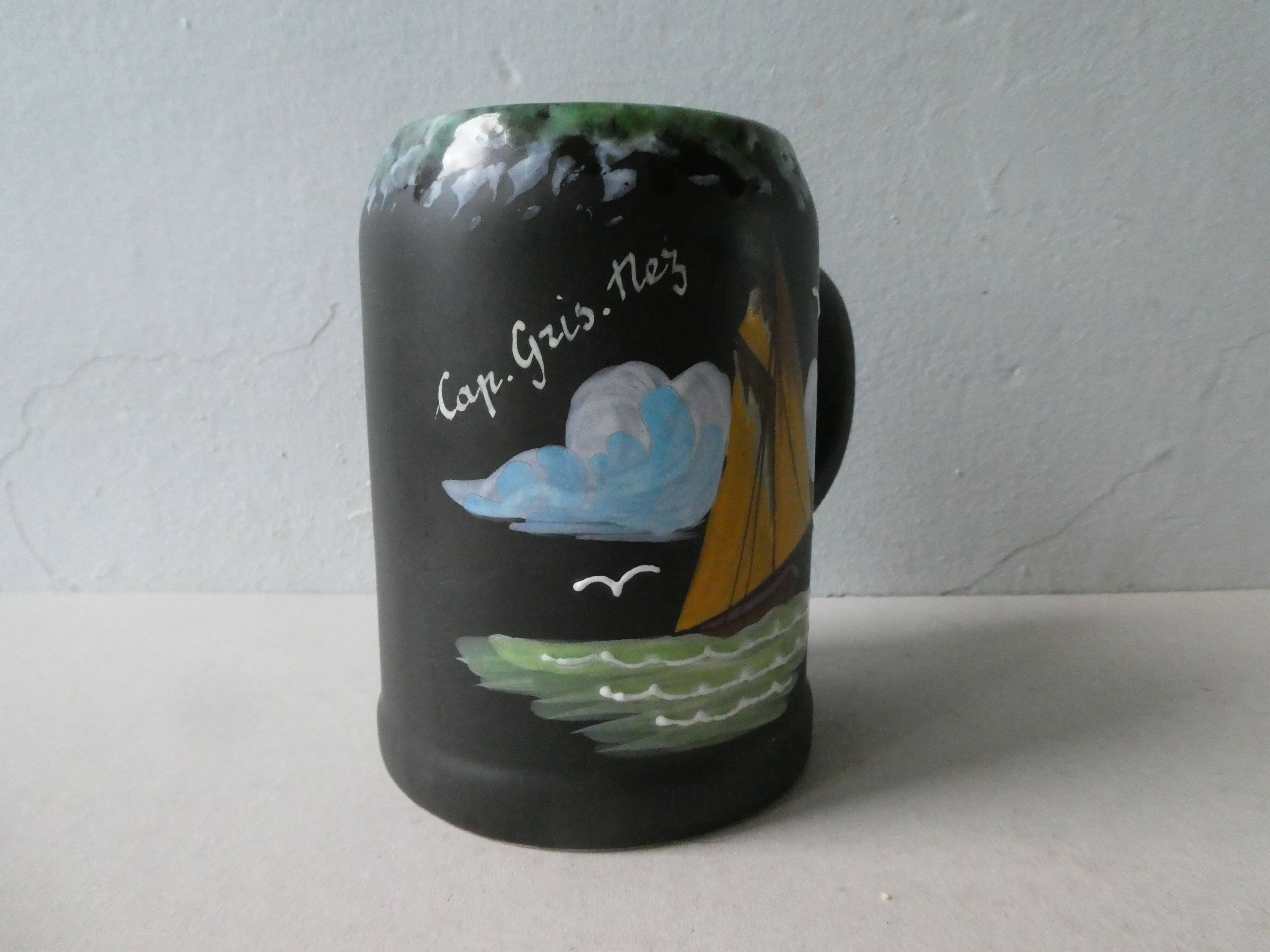 Ceramic mug Cap Gris Nez by Gabriel Fourmaintraux, 50s