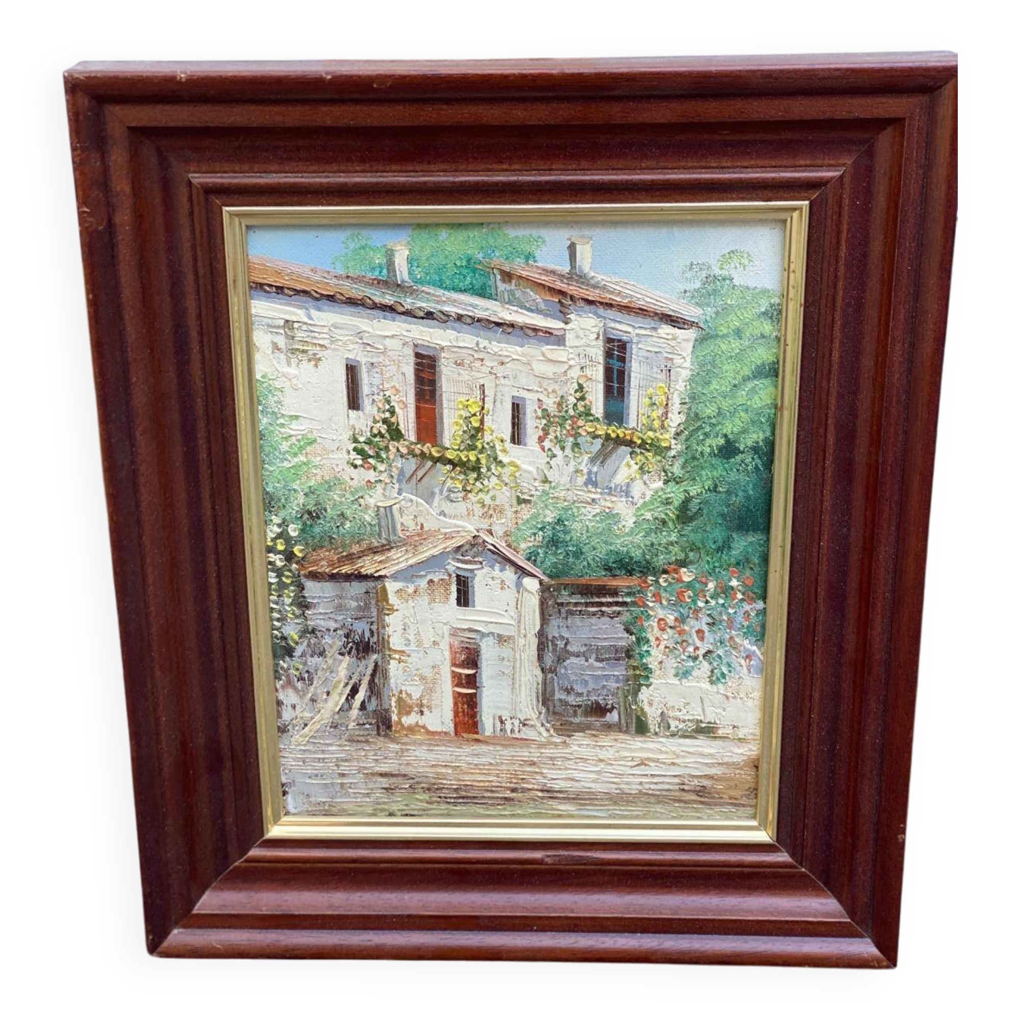 Oil painting on canvas village house 29x34cm Urfa 87