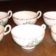 6 beige and red St Amand coffee cups