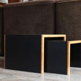 Table d'appoint gigognes noires en bois, années 80