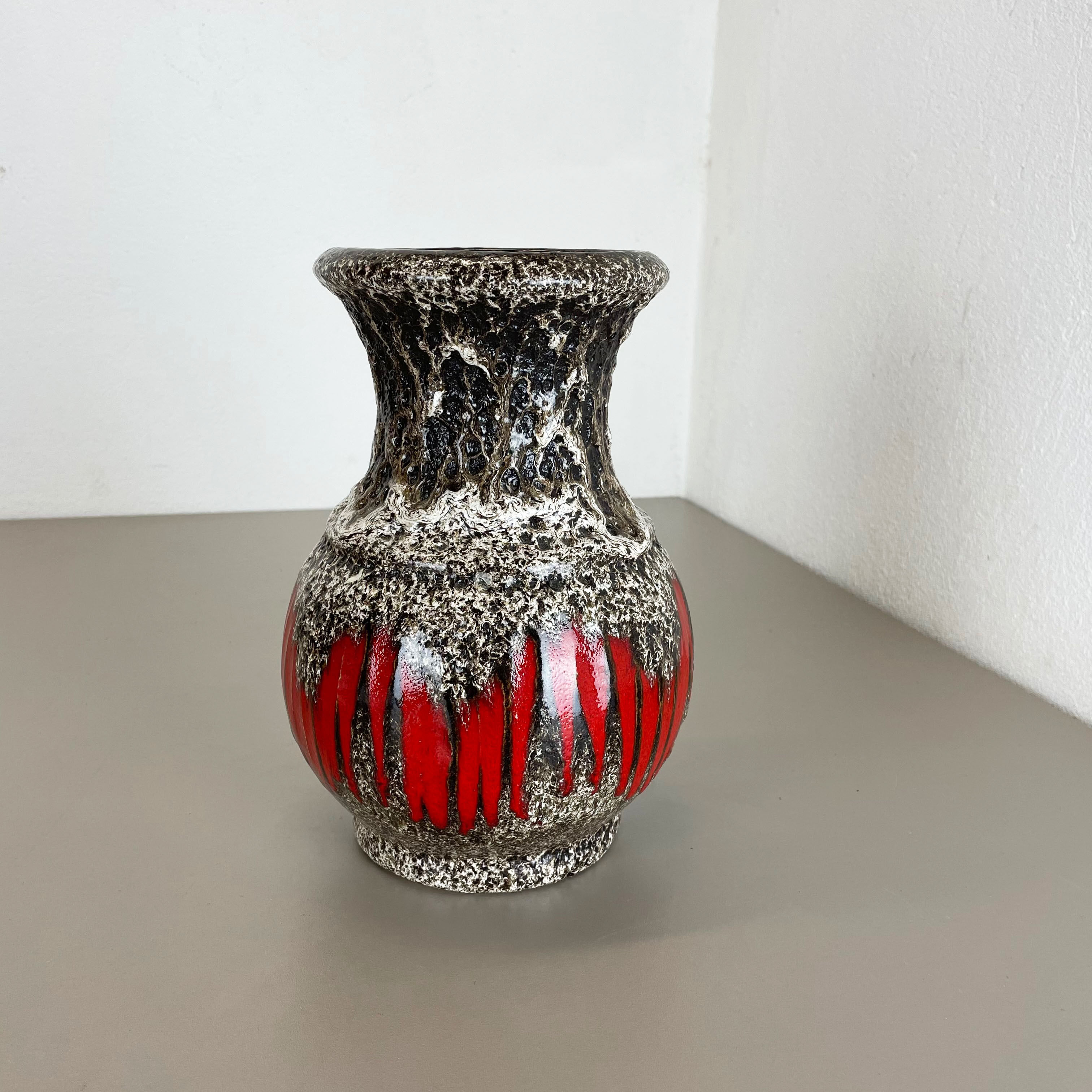 Zig Zag Pottery Fat Lava Vase Made by Scheurich, Germany, 1970s