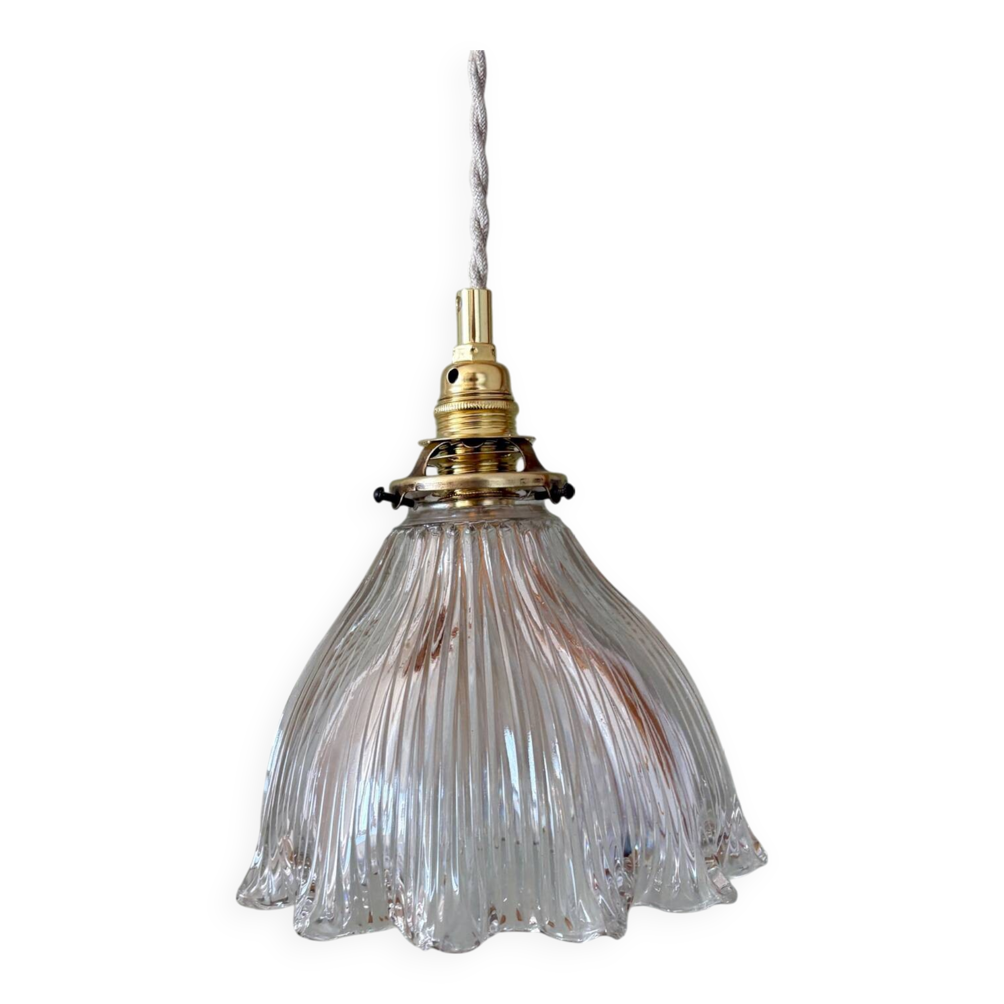 Vintage holophane glass lampshade pendant light