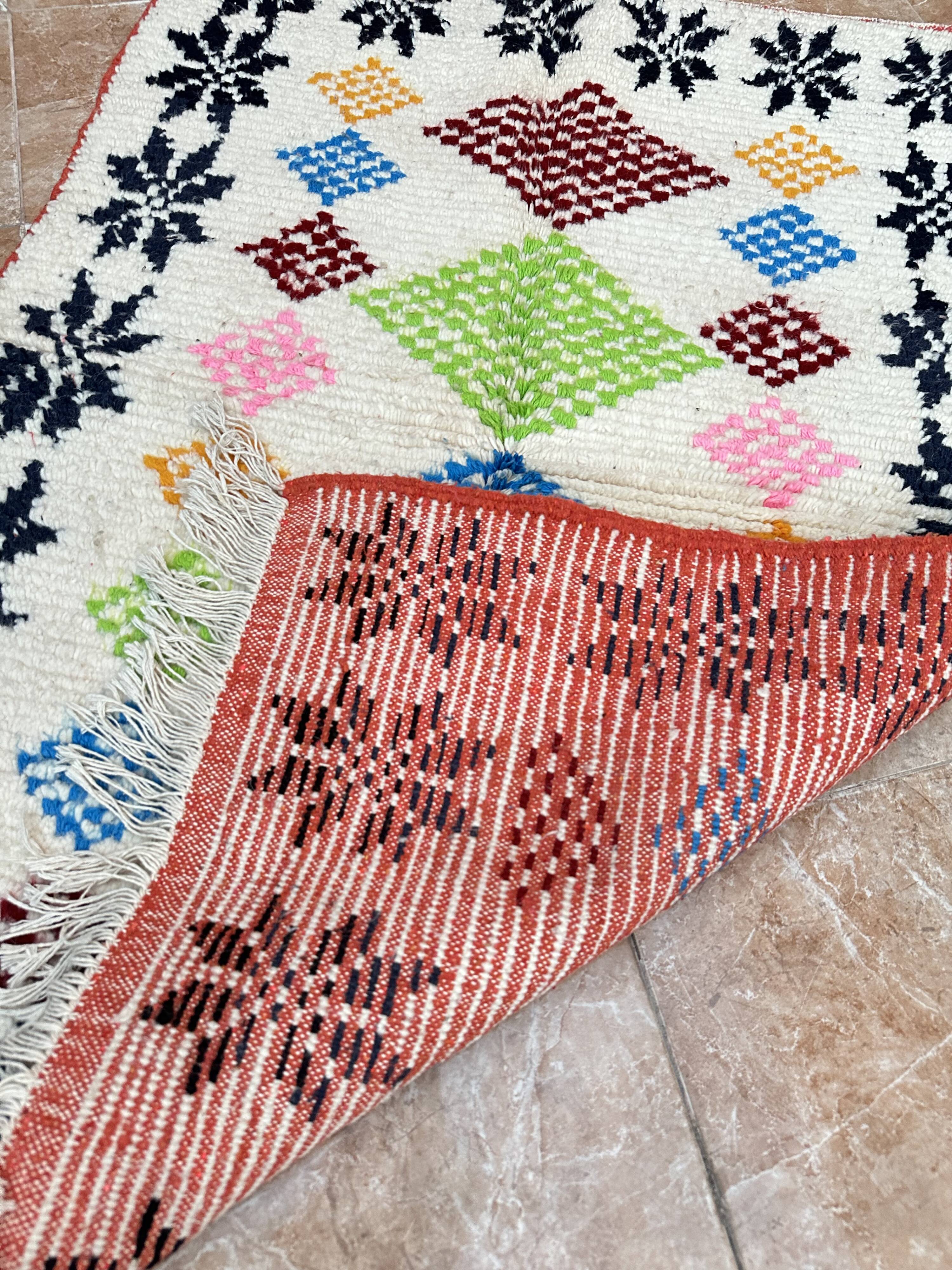 Moroccan Berber Rug Costum - Moroccan Wool Rug - New Azilal Rug - Beni Ouarain Style