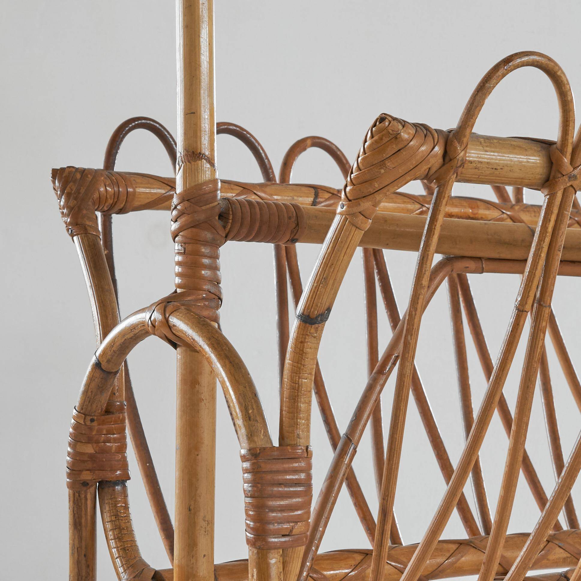 Bamboo magazine rack in mid-century 1960 style
