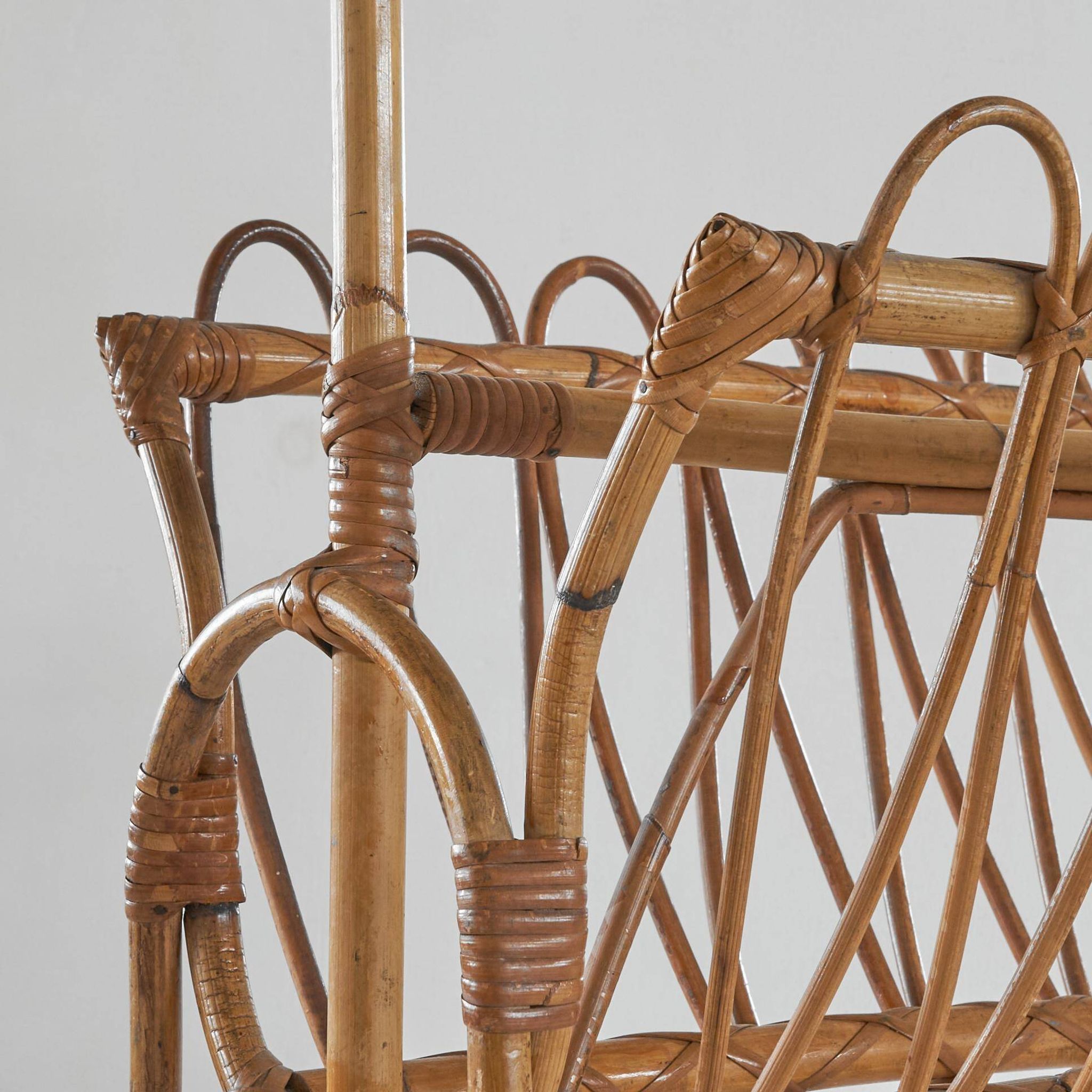 Bamboo magazine rack in mid-century 1960 style