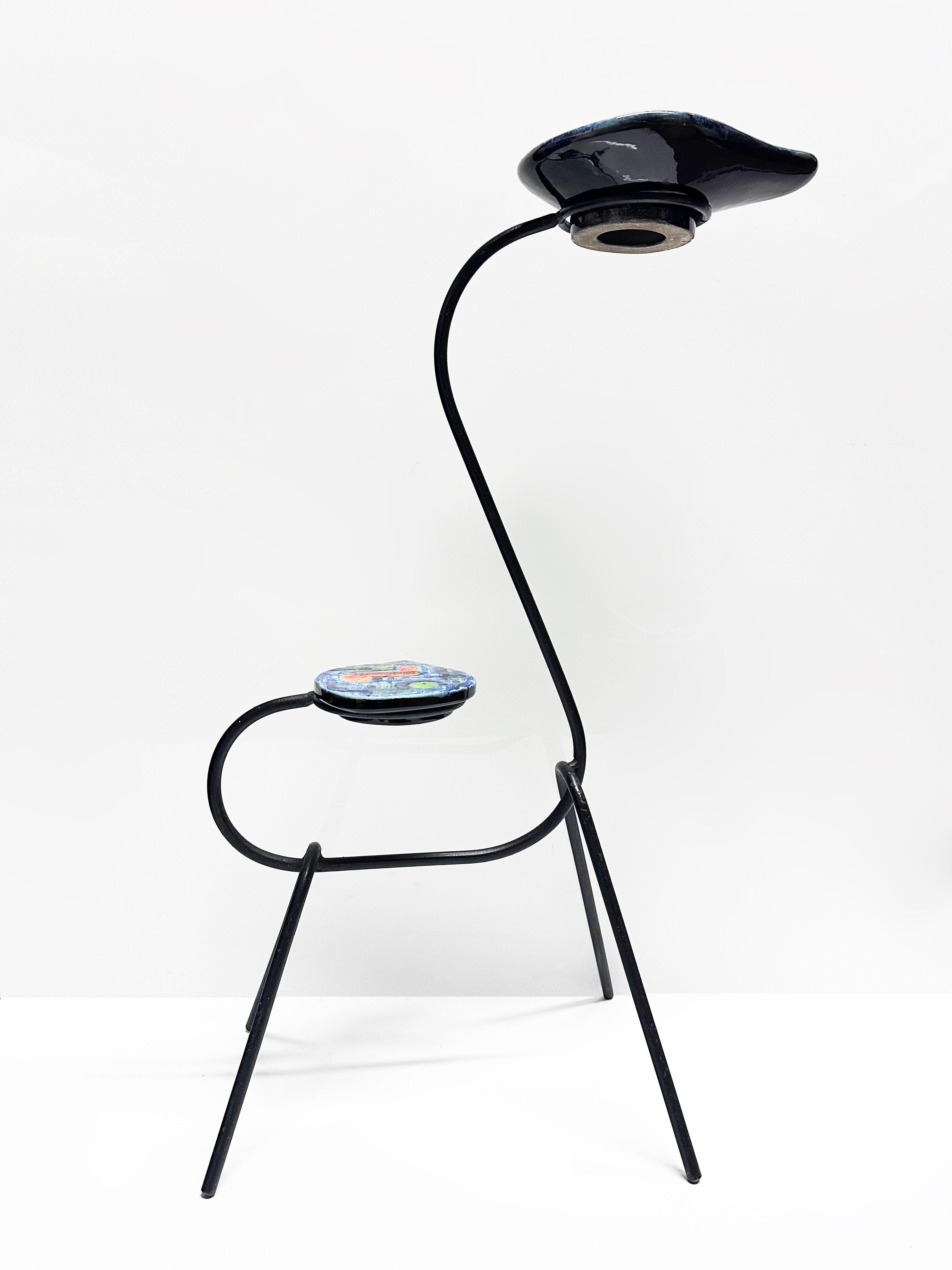Animal-shaped pocket table in wrought iron and ceramic. France, 1960s.