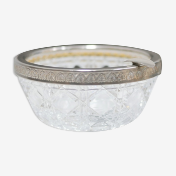 Vintage ashtray in crystal and silver metal