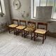 Set of 4 elm straw chairs from the 50s