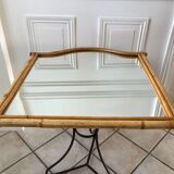 Rattan & bamboo mirror 50s
