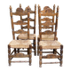 Set of 5 or 4 chic rustic traditional dining chairs with rush seats.
