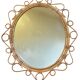 Oval rattan mirror from the 1950s France