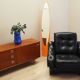 Black armchair, Italian design, 1980s, manufacture: Italy