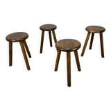 4 wooden tripod stools