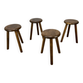 4 wooden tripod stools