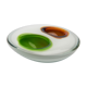 ashtray in white glass and green and orange "bubbles", 70s