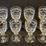 8 verres à Porto / vin en cristal gravé fin XIXème