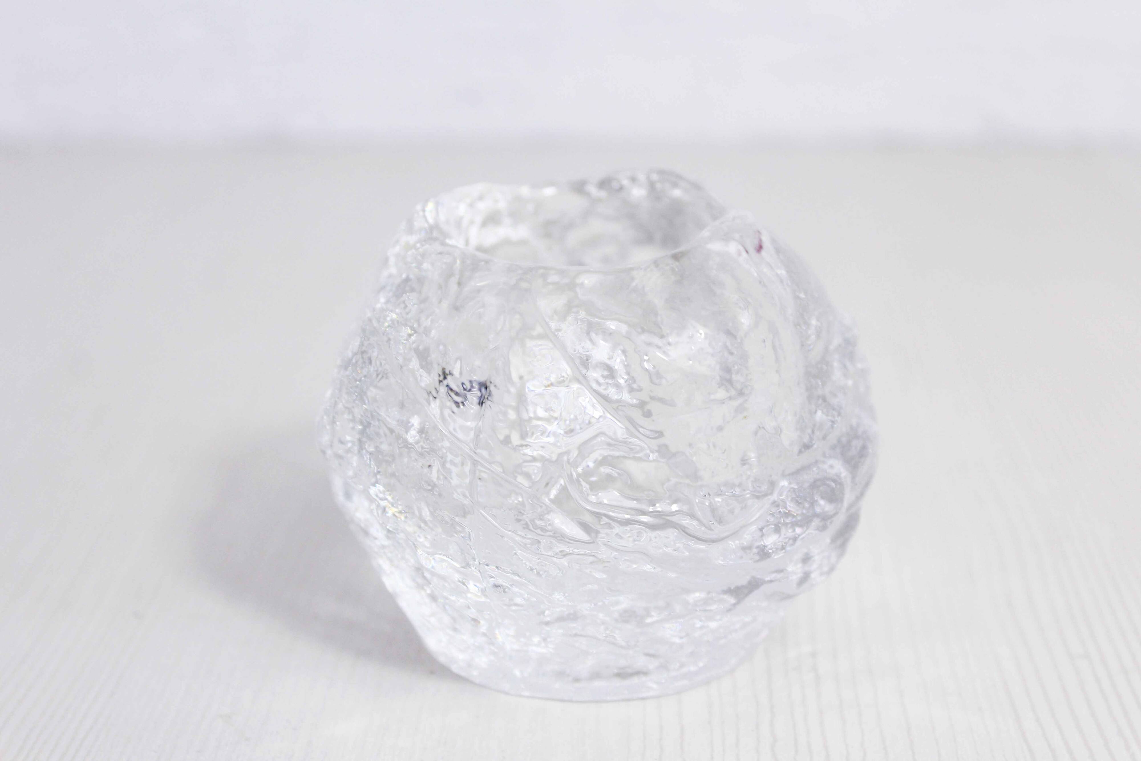 Glass "snowball" tealight candle holder