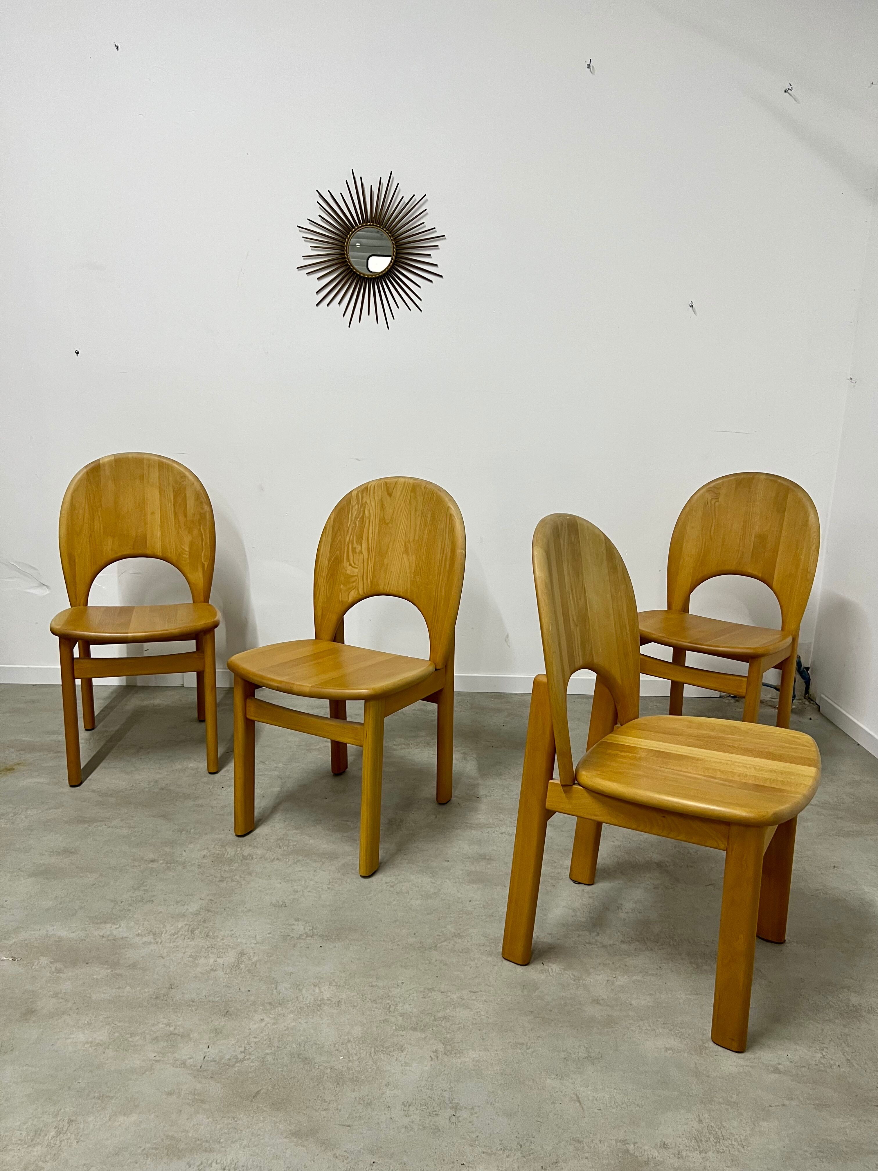 Lot de 4 chaises scandinave möbelfabrik glostrup orme massif vintage 70