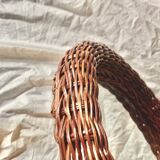 Vintage round woven rattan wall mirror