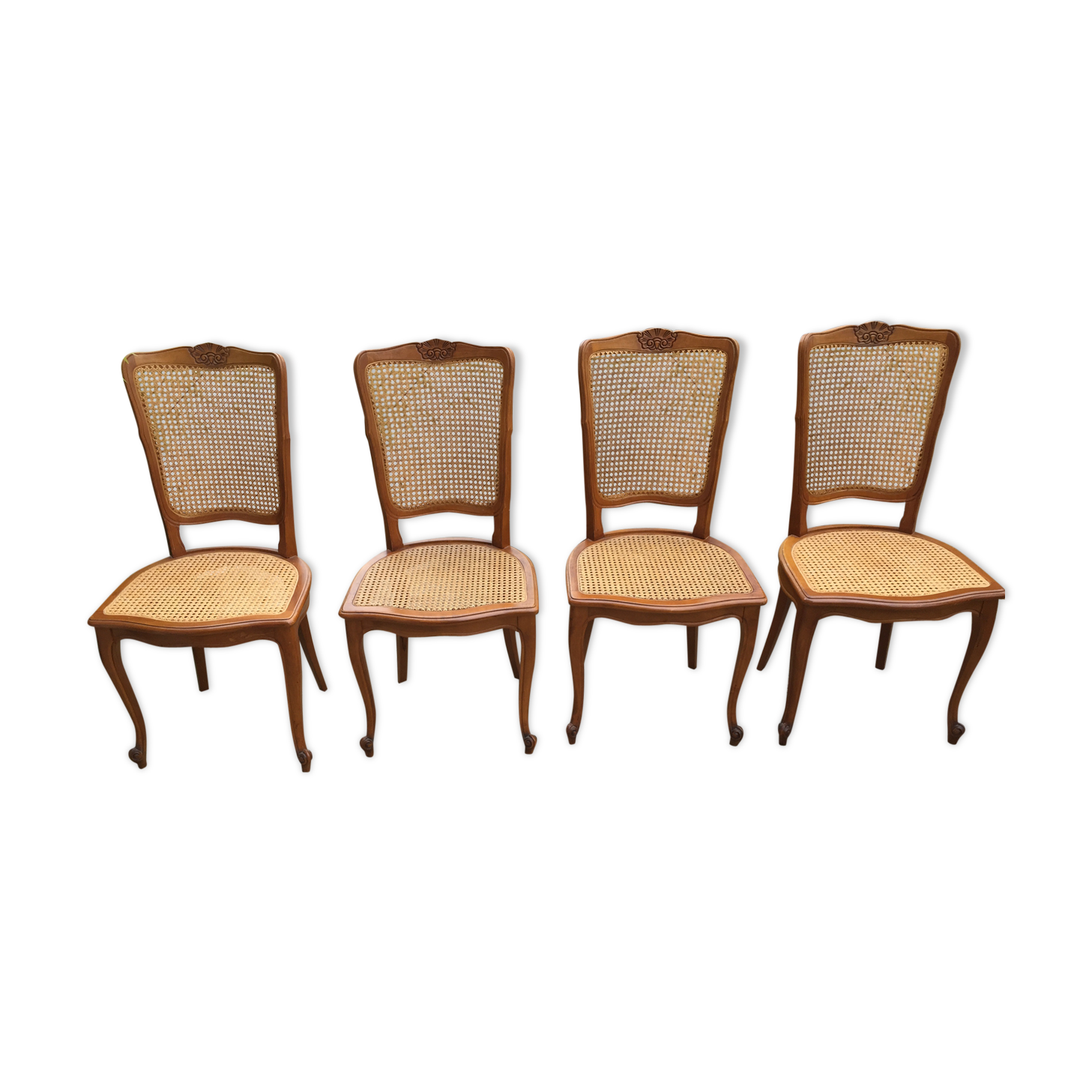 Ensemble de 4 chaises canées
