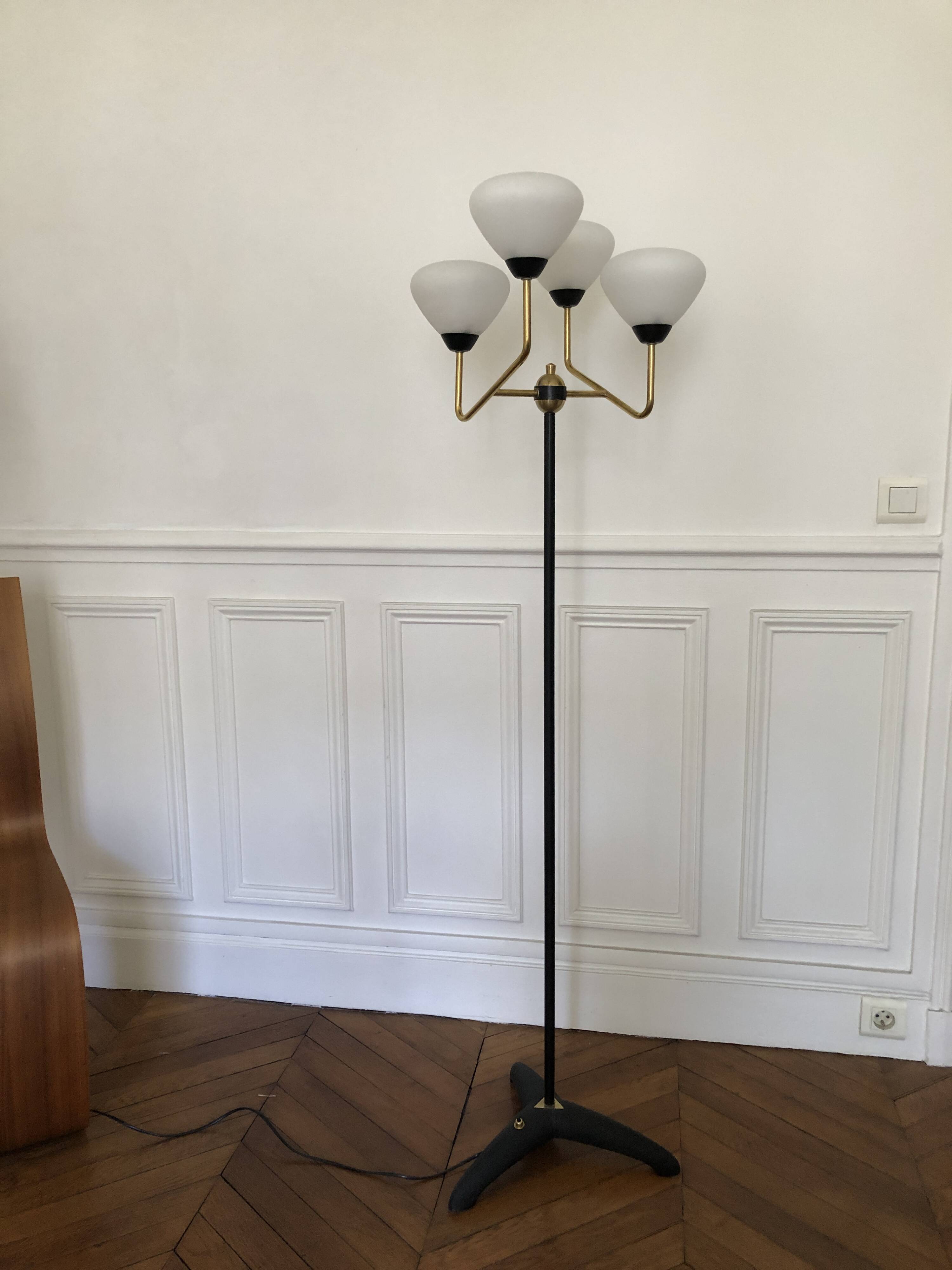 1960s tripod floor lamp with 4 lights