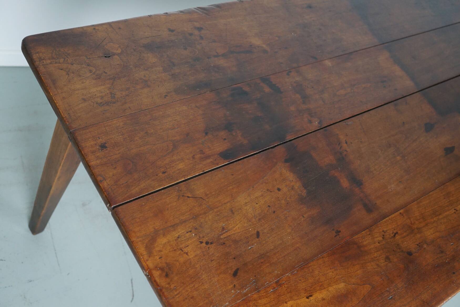 Antique 19th Century French Rustic Farmhouse Dining Table Fruitwood