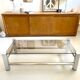 Vintage chrome metal table / smoked glass 1970