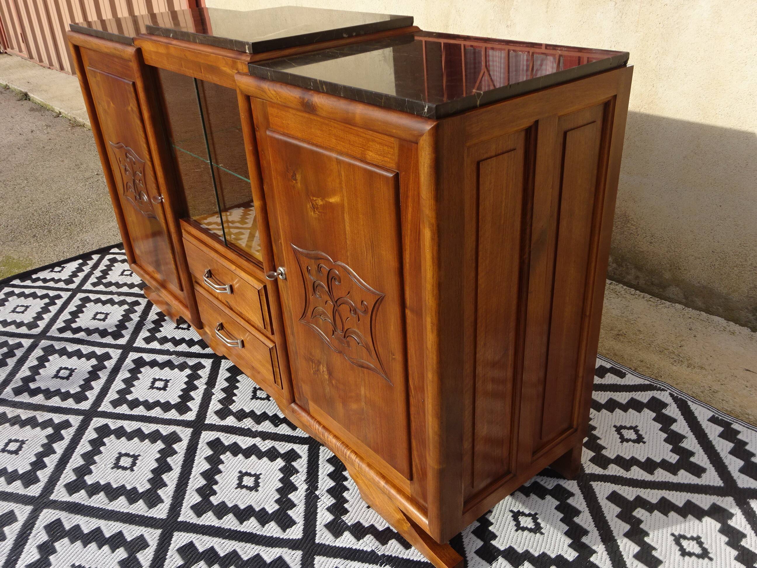 Walnut sideboard with moustache legs