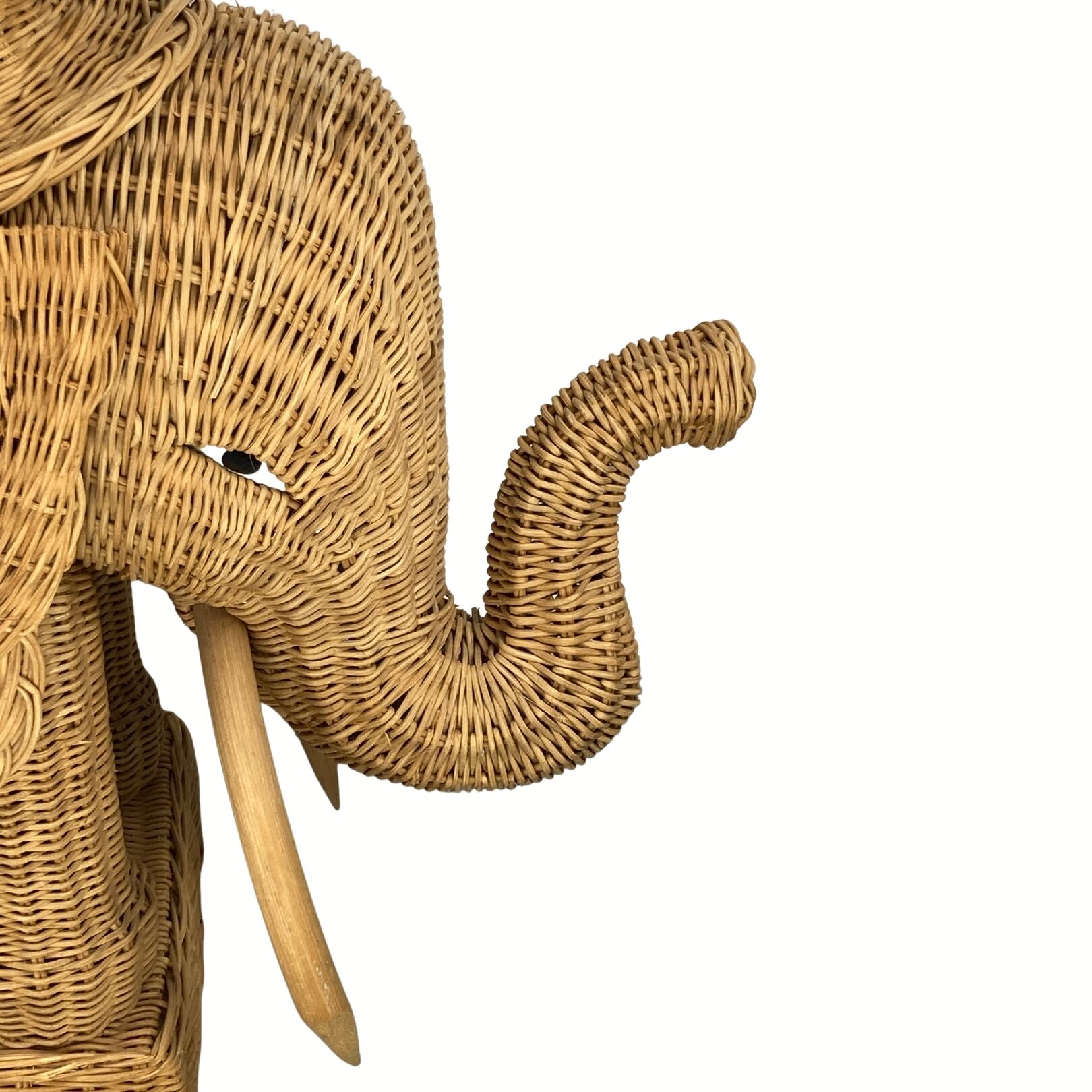 Rattan bamboo wicker elephant pedestal or side table, 1970s