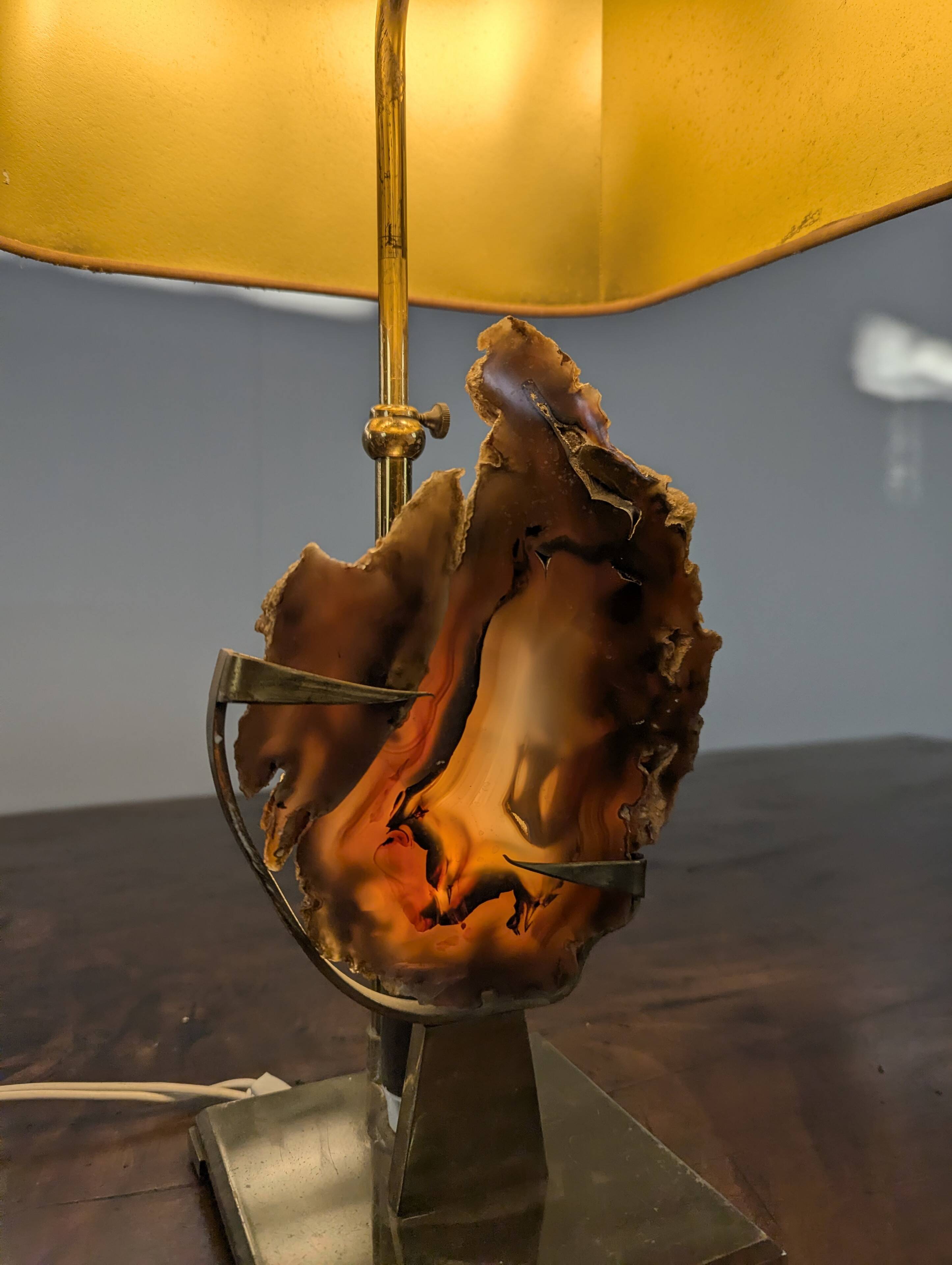 Agate and brass lamp
