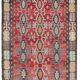 Tapis Kilim Vintage Rouge Motifs Géométriques Ethniques, 195x355 Cm