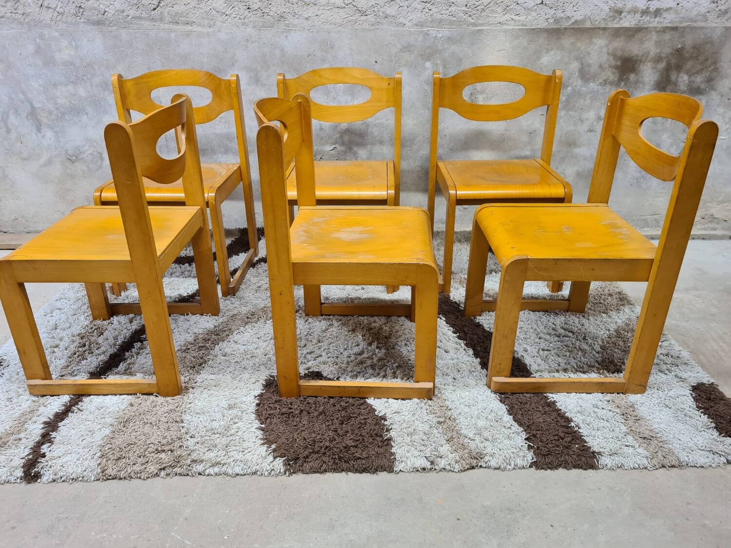 Set of 6 vintage sleigh chairs