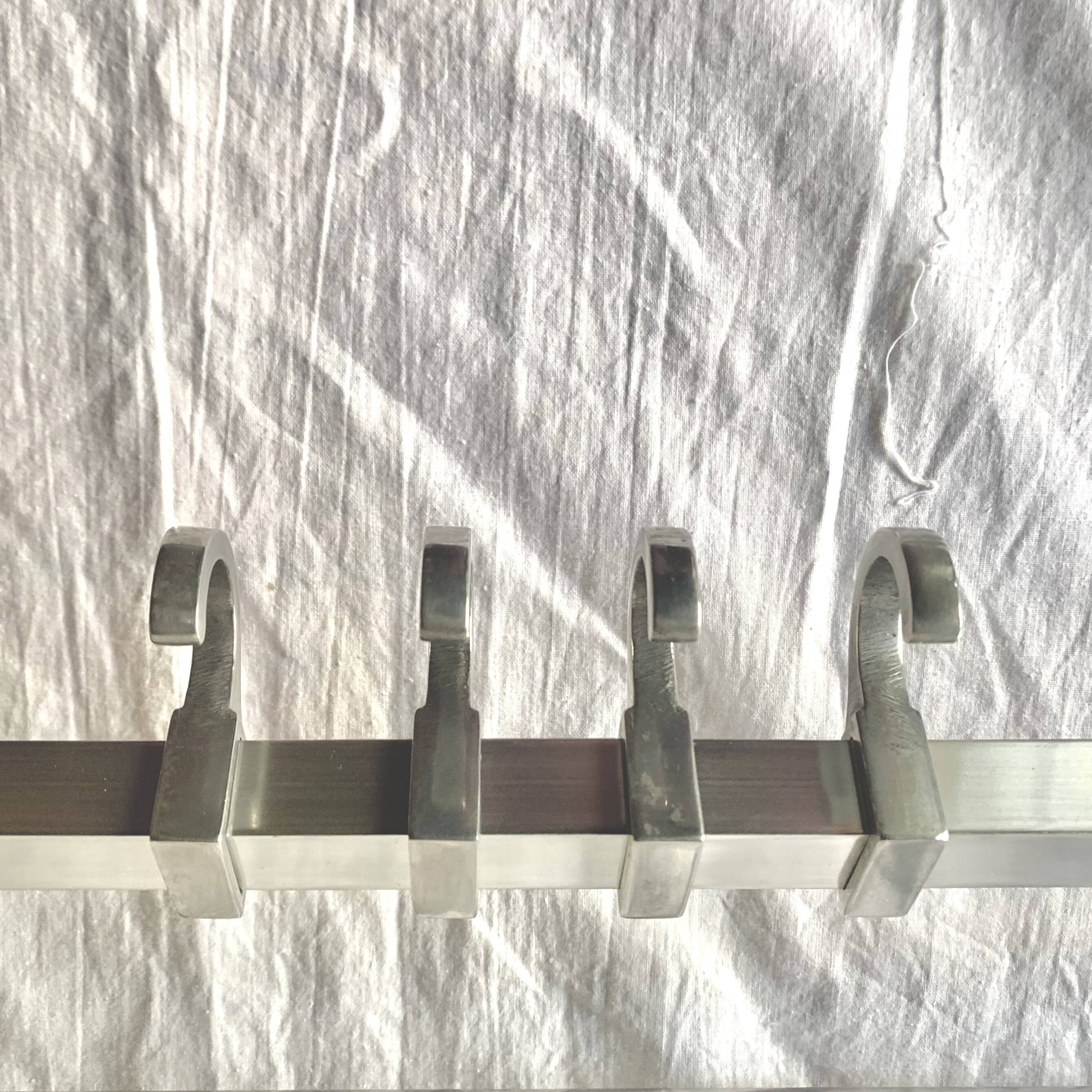 Large vintage aluminum wall coat rack