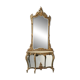 Ancient baroque console with a wooden mirror, Italy, late 19th century.