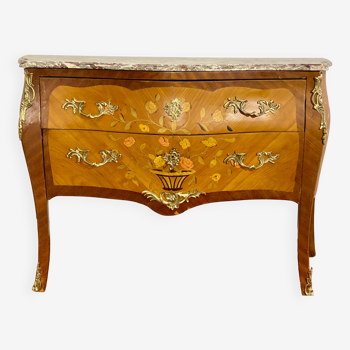 Chest of drawers Frying pan with floral decoration Louis XV style