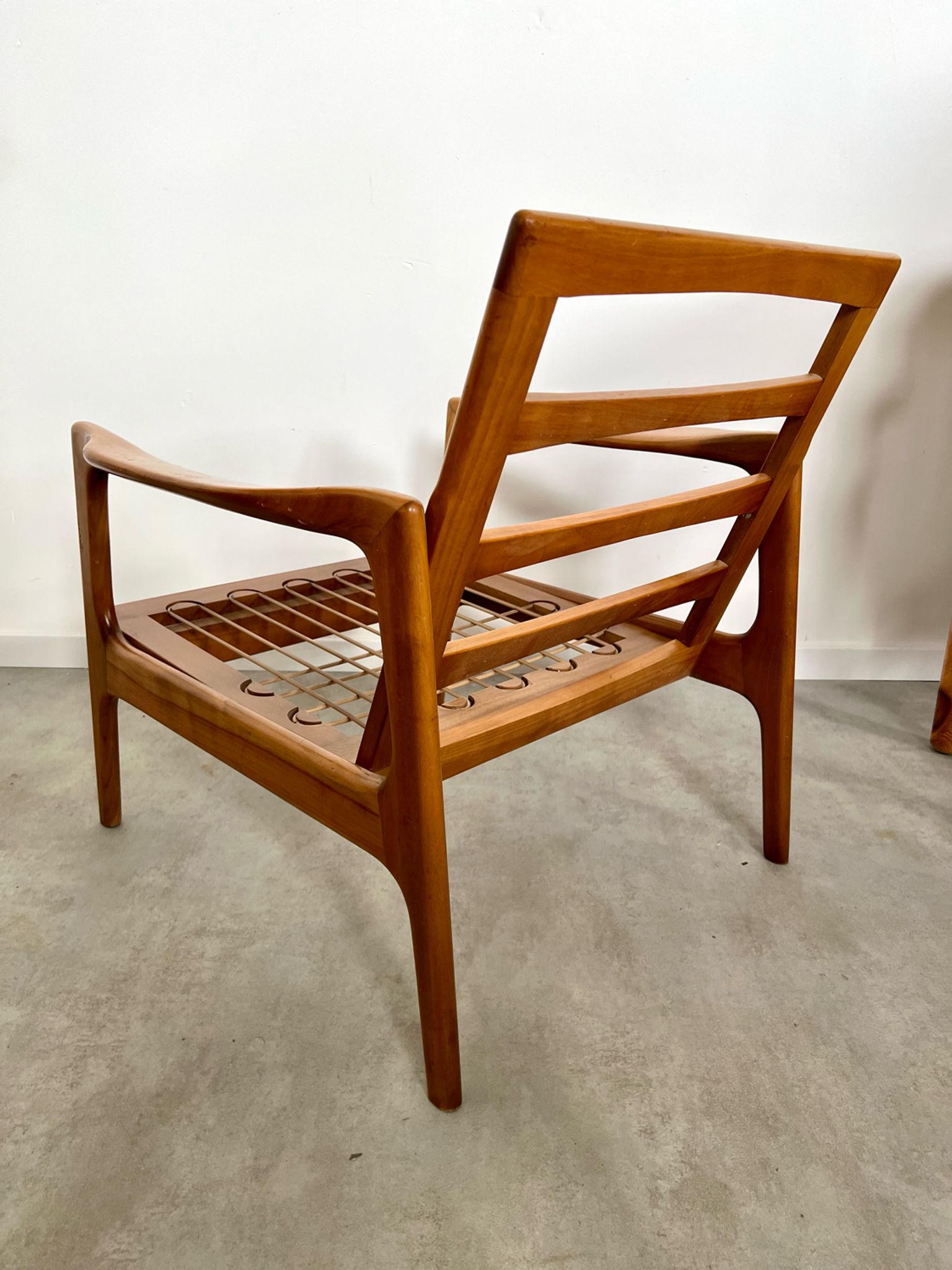 Lot armchairs and sofa 60 years Scandinavian design in vintage blond teak