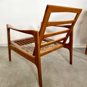 Lot armchairs and sofa 60 years Scandinavian design in vintage blond teak
