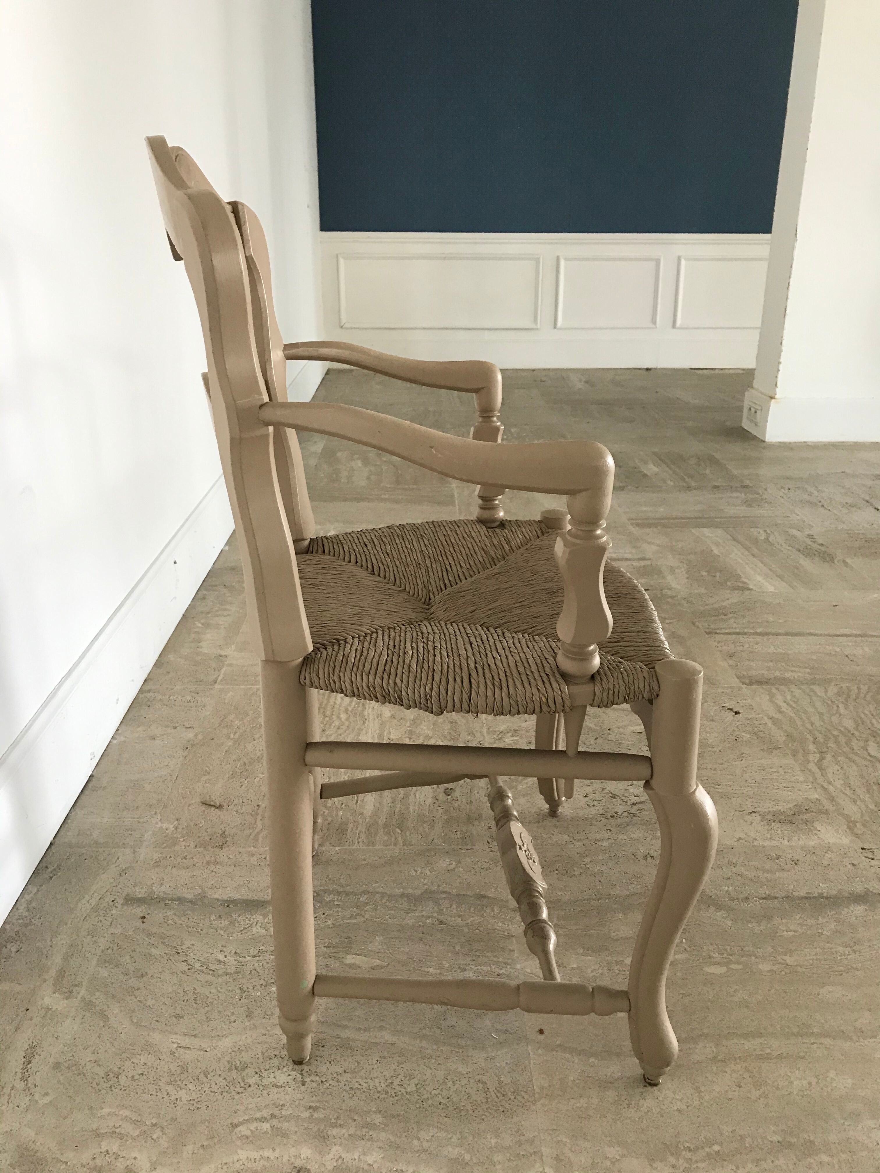 Lot of six painted and moulded wooden Provençal armchairs