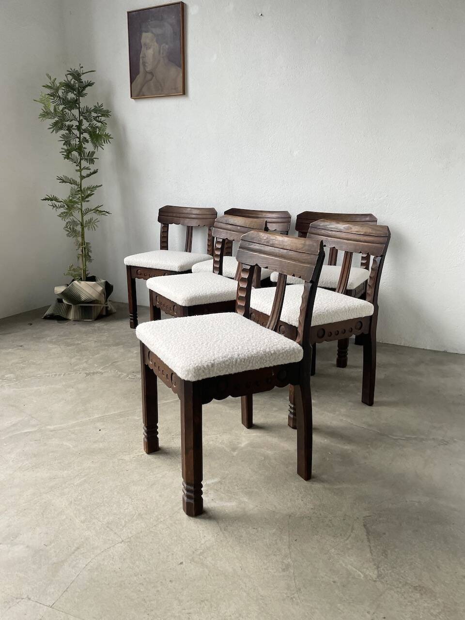 Set of 6 brutalist chairs from the 1940s